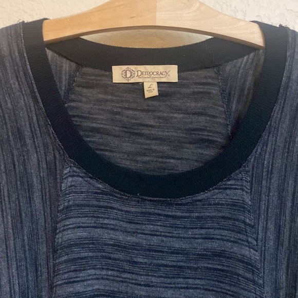 Democracy Striped Rauched Sleeves Black Grey Pockets L - Picture 4 of 10